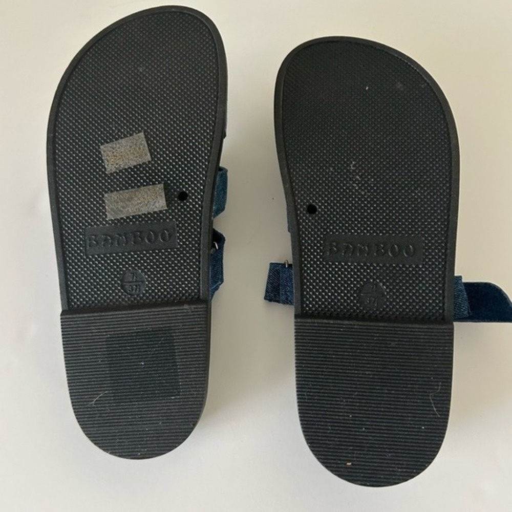 Bamboo Conquer Blue Denim Size 7.5 Cutout Adjustable Strap Sandals - Picture 9 of 9